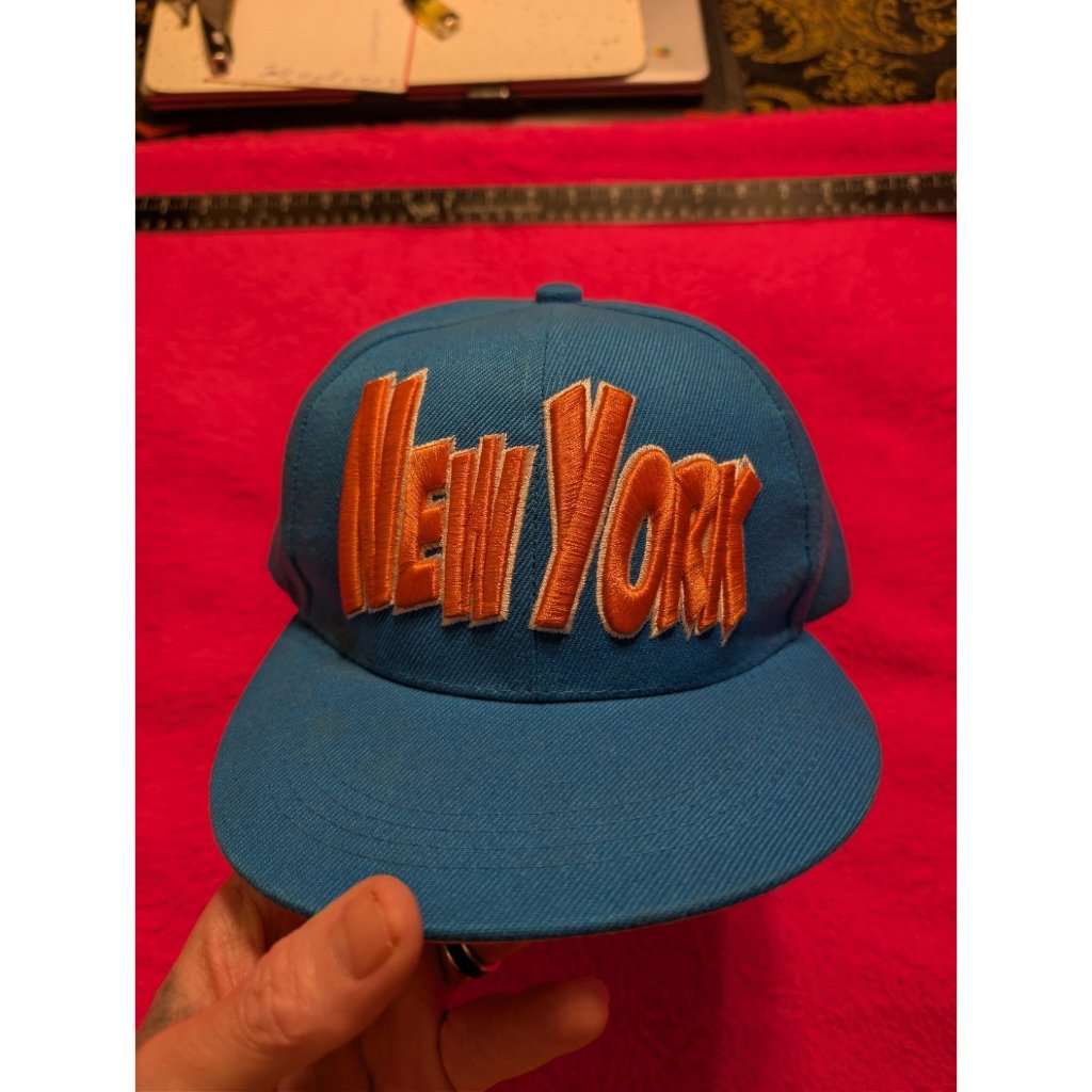 New York Six Flags Snapback Hat Blue Orange Embroidered Souvenir Cap